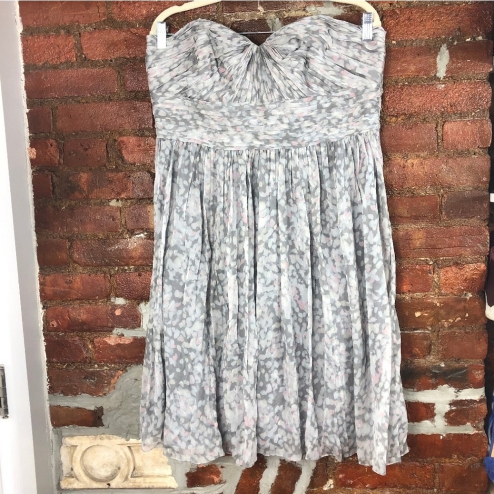 J. Crew Gray Printed Strapless Dress 16 C124